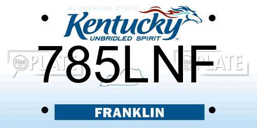 785LNF Kentucky License Plate