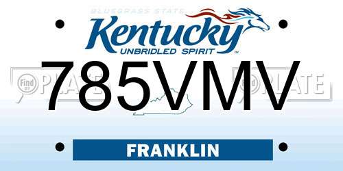 785VMV Kentucky License Plate