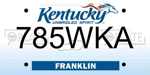 785WKA Kentucky License Plate
