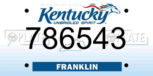 786543 Kentucky License Plate