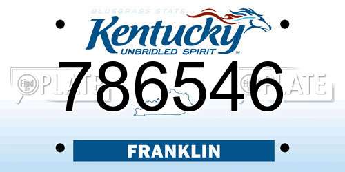 786546 Kentucky License Plate