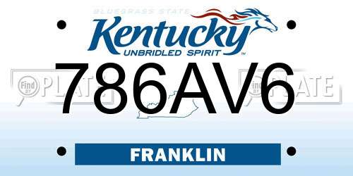 786AV6 Kentucky License Plate