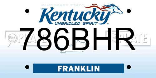 786BHR Kentucky License Plate