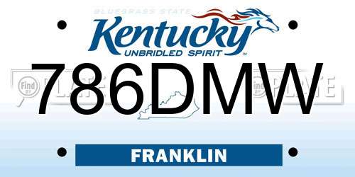 786DMW Kentucky License Plate