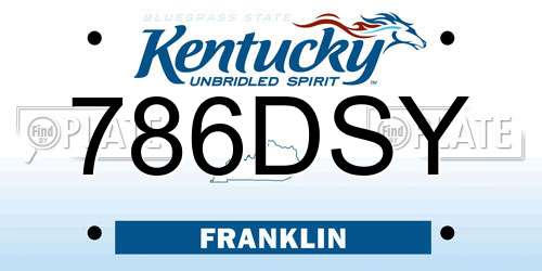 786DSY Kentucky License Plate