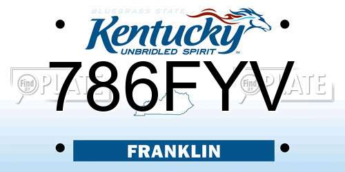 786FYV Kentucky License Plate
