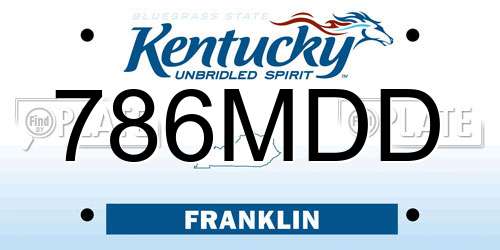 786MDD Kentucky License Plate