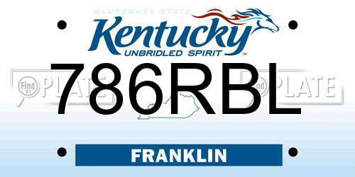 786RBL Kentucky License Plate