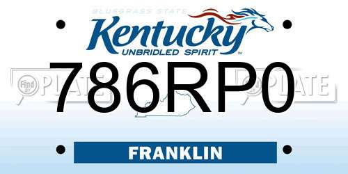 786RP0 Kentucky License Plate
