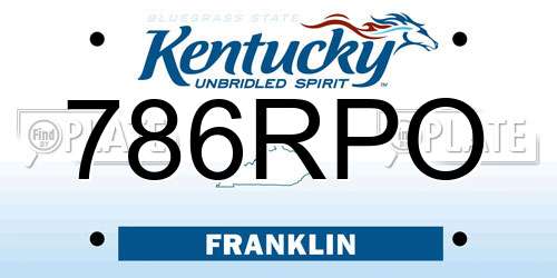 786RPO Kentucky License Plate