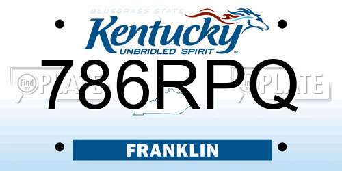 786RPQ Kentucky License Plate