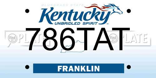 786TAT Kentucky License Plate
