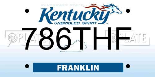 786THF Kentucky License Plate