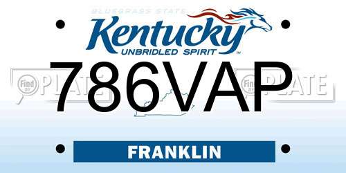 786VAP Kentucky License Plate