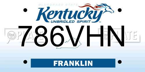 786VHN Kentucky License Plate