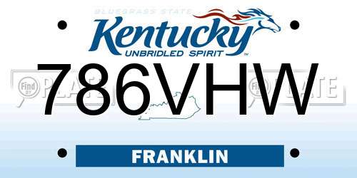 786VHW Kentucky License Plate