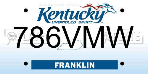 786VMW Kentucky License Plate