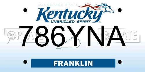 786YNA Kentucky License Plate
