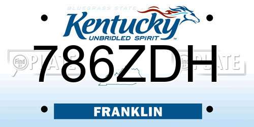 786ZDH Kentucky License Plate