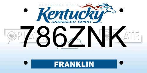786ZNK Kentucky License Plate