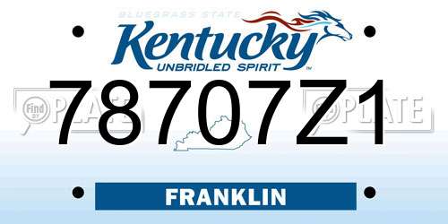 78707Z1 Kentucky License Plate