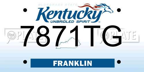 7871TG Kentucky License Plate
