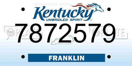 7872579 Kentucky License Plate