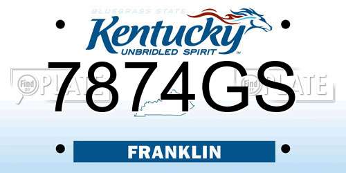 7874GS Kentucky License Plate