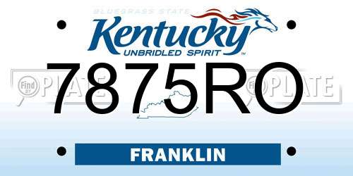 7875RO Kentucky License Plate