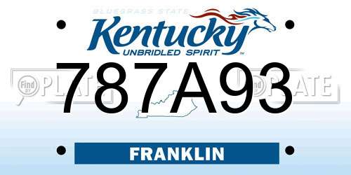 787A93 Kentucky License Plate