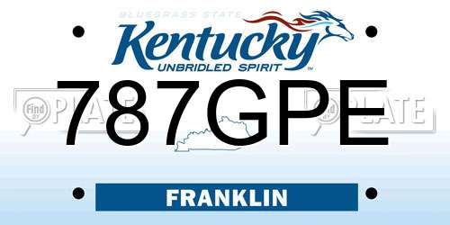 787GPE Kentucky License Plate