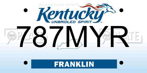 787MYR Kentucky License Plate
