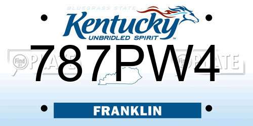 787PW4 Kentucky License Plate