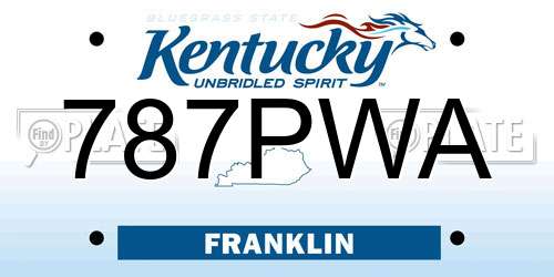 787PWA Kentucky License Plate