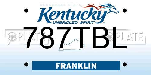 787TBL Kentucky License Plate