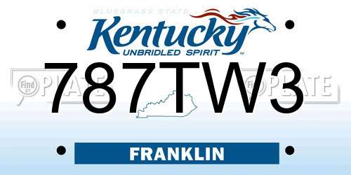 787TW3 Kentucky License Plate