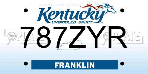 787ZYR Kentucky License Plate