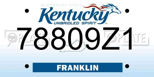 78809Z1 Kentucky License Plate