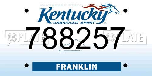 788257 Kentucky License Plate