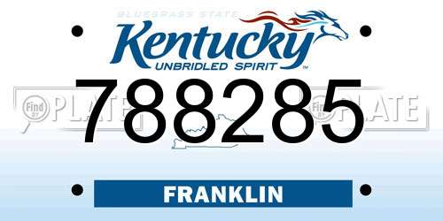 788285 Kentucky License Plate
