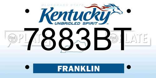 7883BT Kentucky License Plate