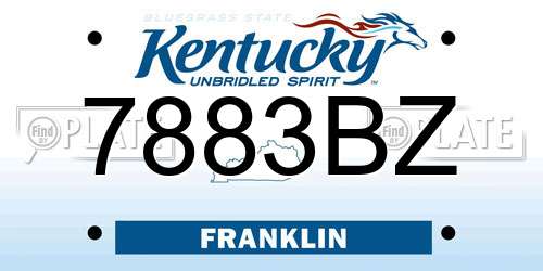 7883BZ Kentucky License Plate