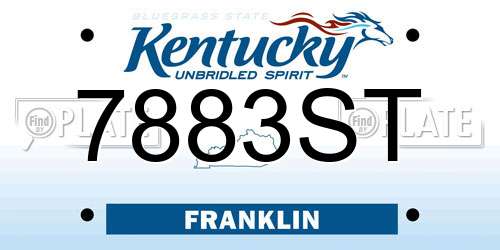7883ST Kentucky License Plate