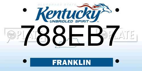 788EB7 Kentucky License Plate
