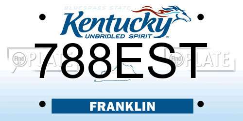 788EST Kentucky License Plate