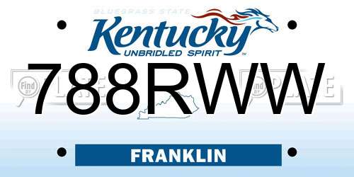 788RWW Kentucky License Plate