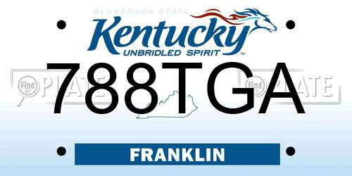 788TGA Kentucky License Plate