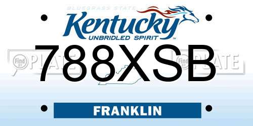 788XSB Kentucky License Plate