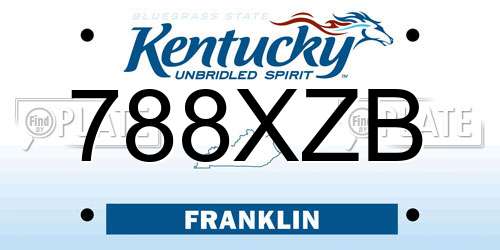 788XZB Kentucky License Plate