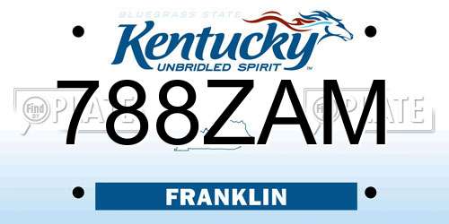788ZAM Kentucky License Plate
